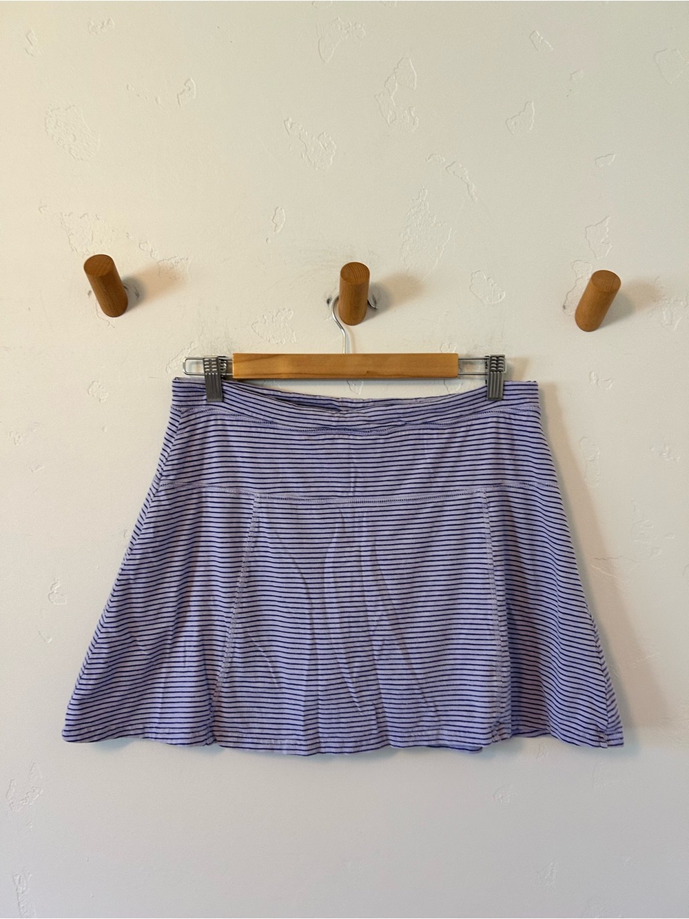 Toad & Co Purple Striped Skort Sz Medium Built-In Shorts Summer Skirt Drawstring